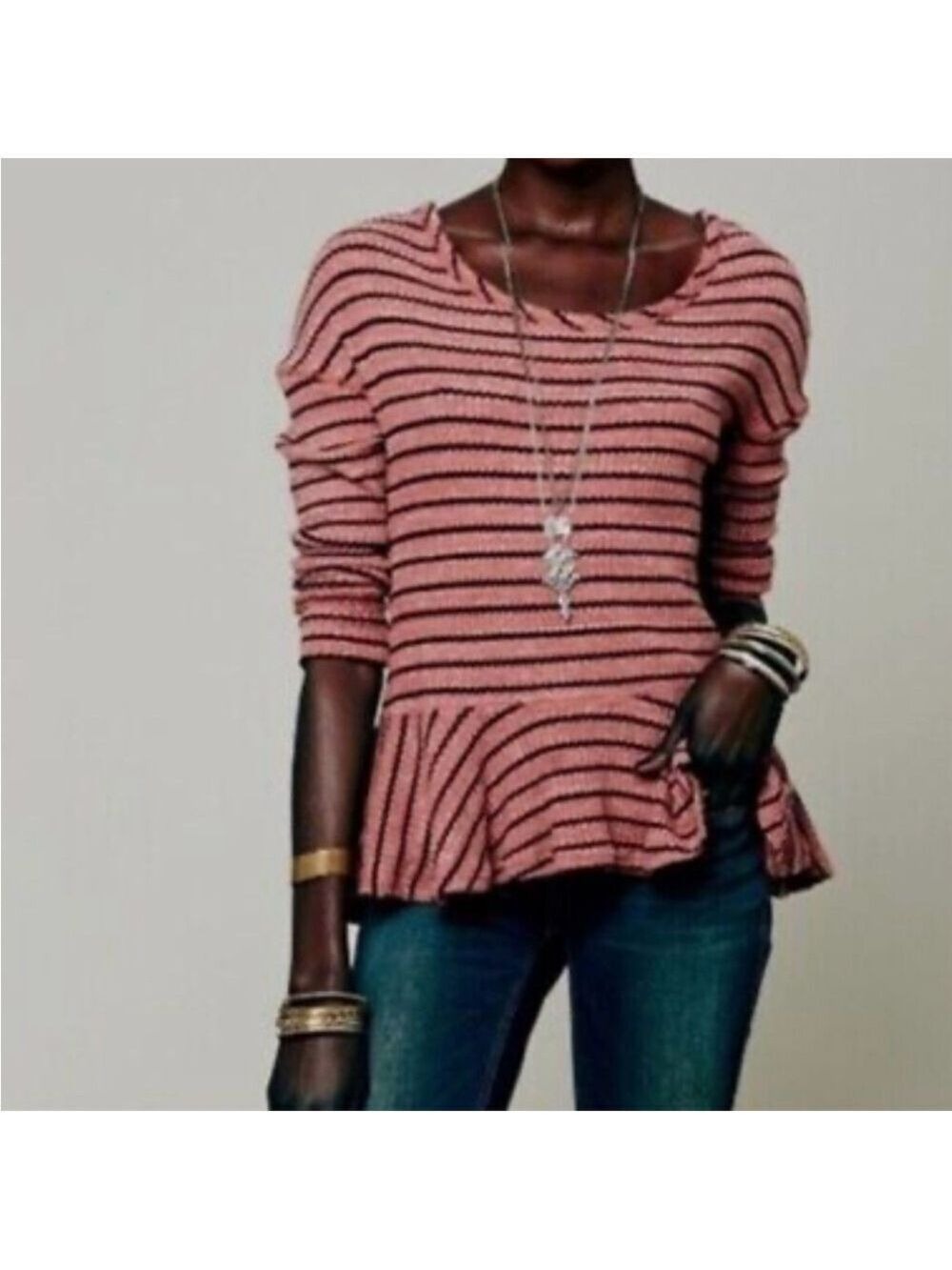 Free People We The Free Auntie Em Thermal Peplum Top XS